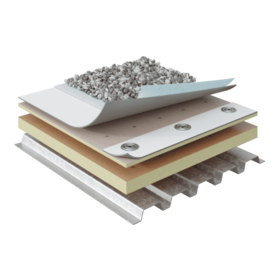 Commercial roofing material layers in EverGuard Extreme TPO Ballasted Systems