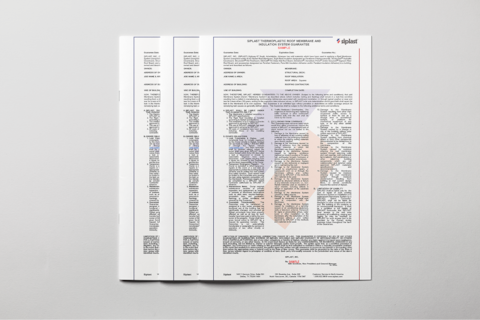 Paper documents displaying sample guarantees and warranties.